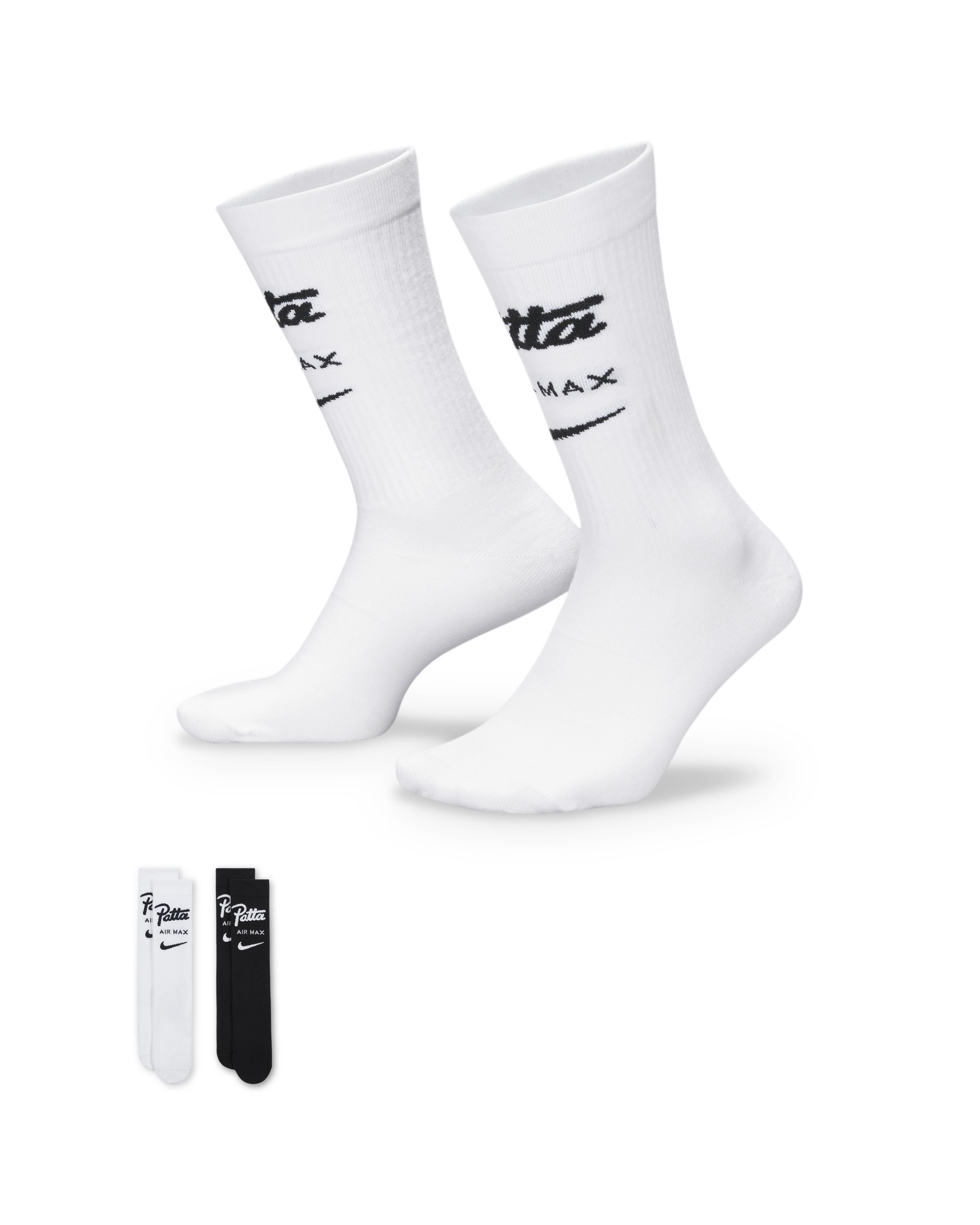 Patta x Nike Crew Socks 2-pack (White/Black) – Patta UK Patta x Nike Crew Socks 2-pack (White/Black) – Patta UK