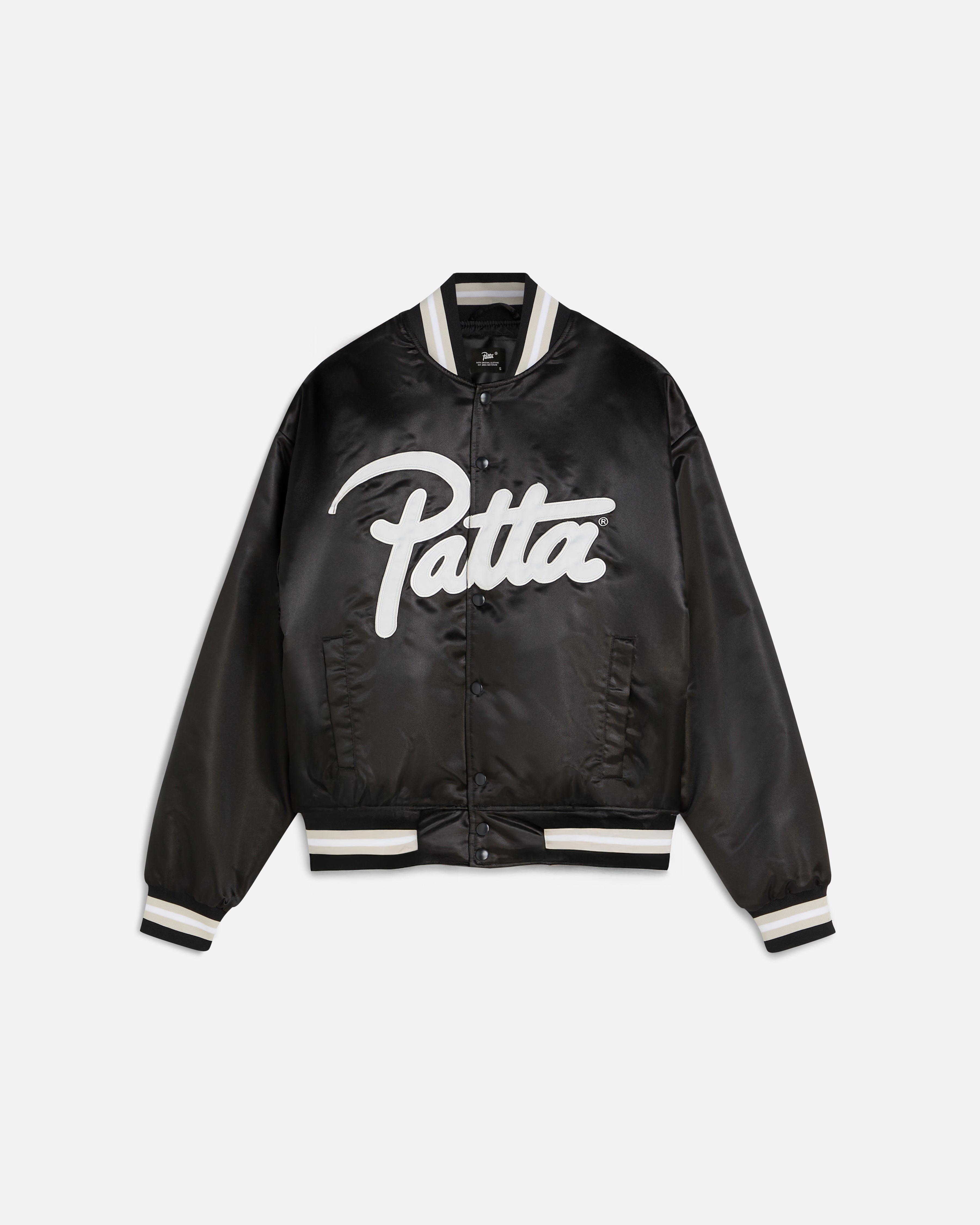 Patta Script Logo Satin Varsity Jacket (Black)