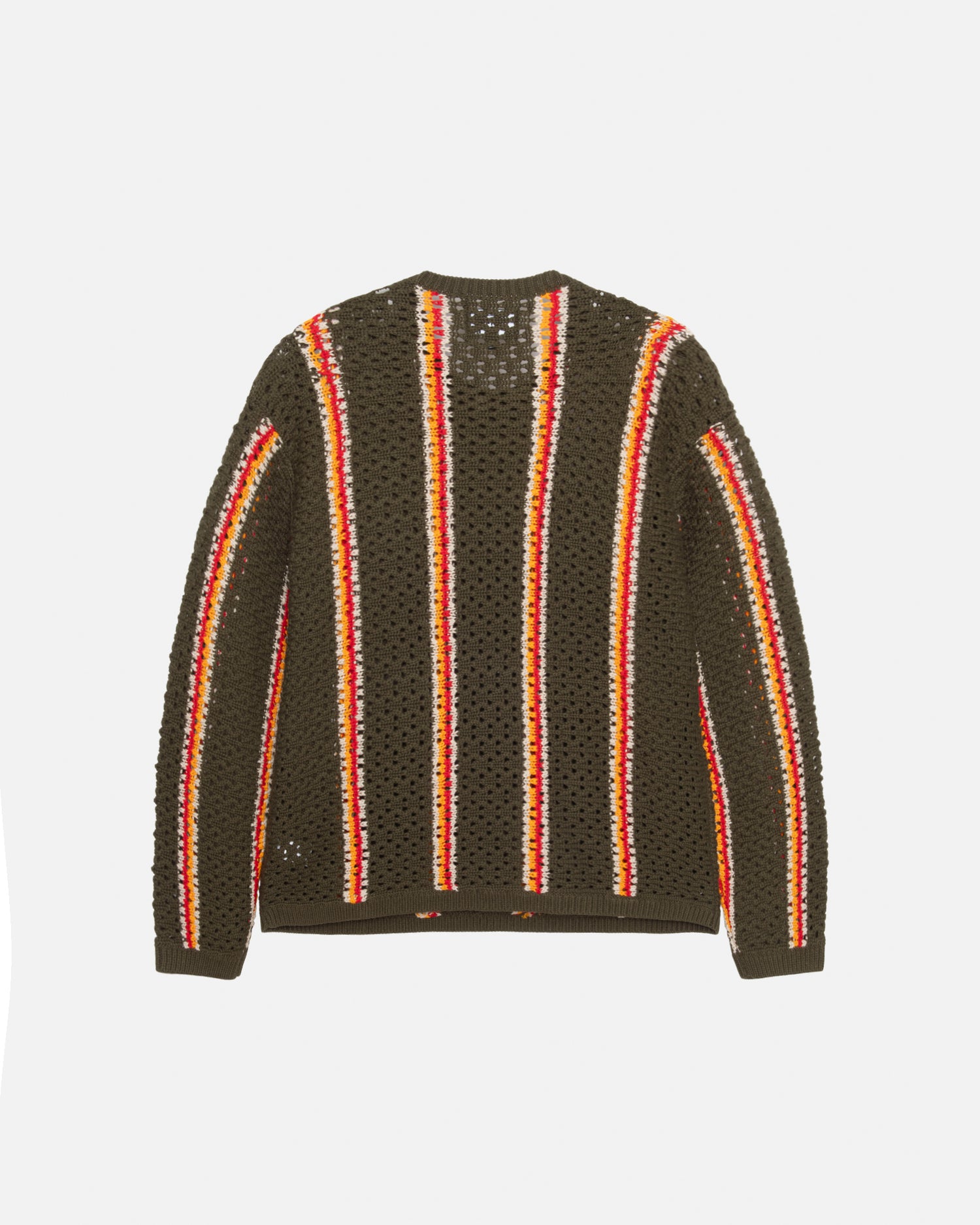 Patta x Stussy Stripe Loose Gauge Crewneck Sweater (Olive)