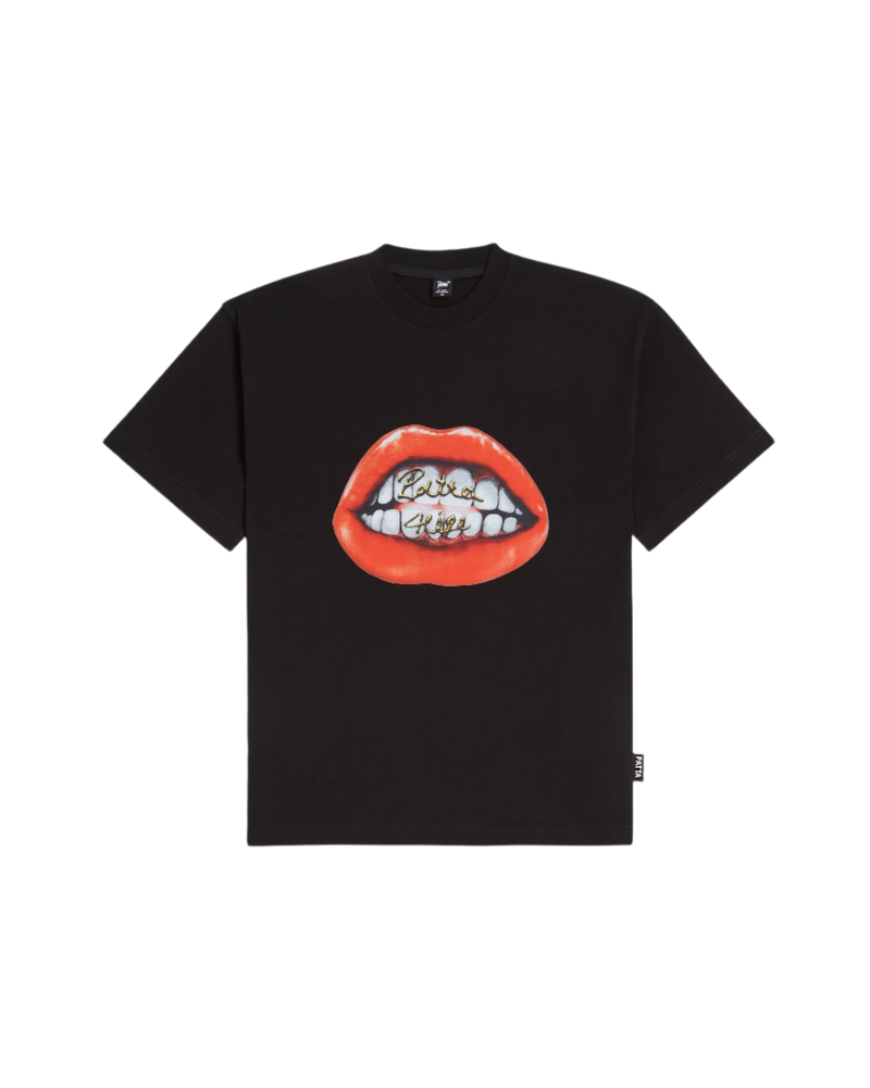 Black Patta T-shirt with a large premium photo printed smile artwork