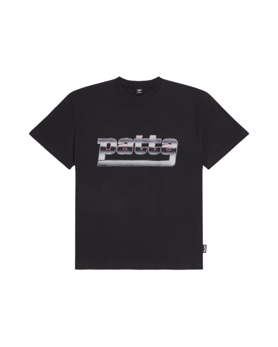 Black Patta metal T-Shirt  with a large premium photo printed Patta metal artwork