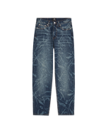 Patta Leaves Laser Print Denim Pants