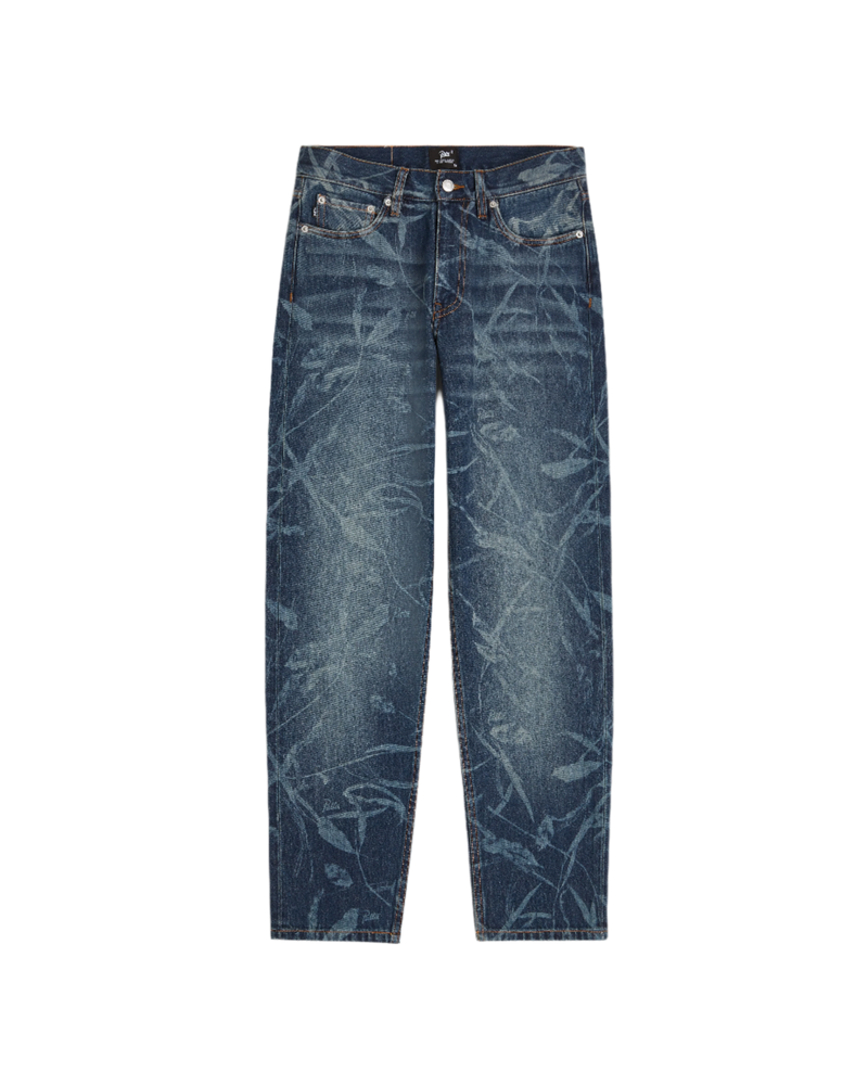 Patta Leaves Laser Print Denim Pants