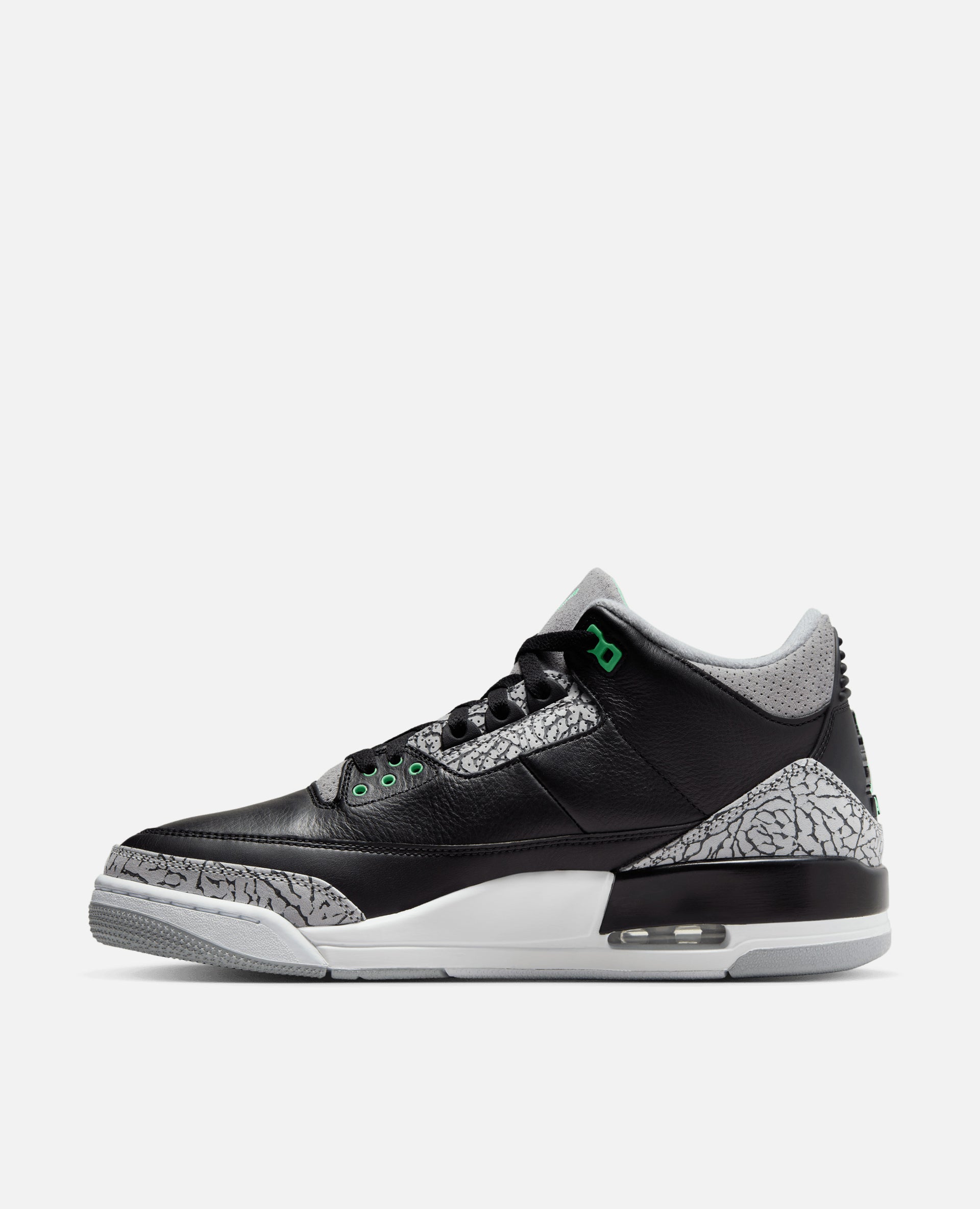 Nike Air Jordan 3 Retro (Black/Green Glow-Wolf Grey-White)