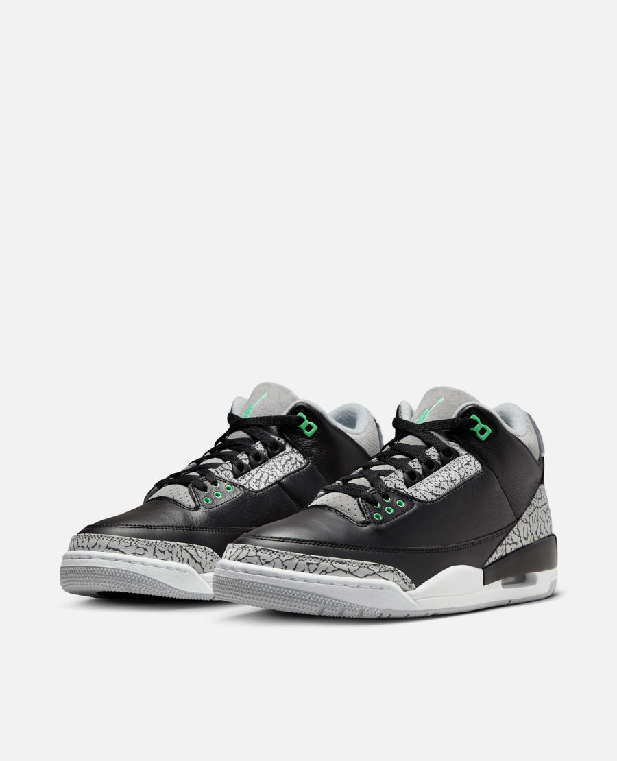 Nike Air Jordan 3 Retro (Black/Green Glow-Wolf Grey-White)