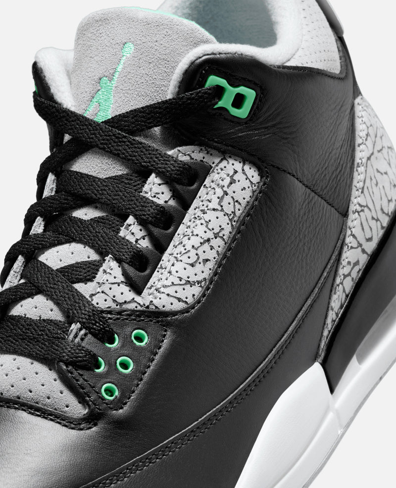 Nike Air Jordan 3 Retro (Black/Green Glow-Wolf Grey-White)