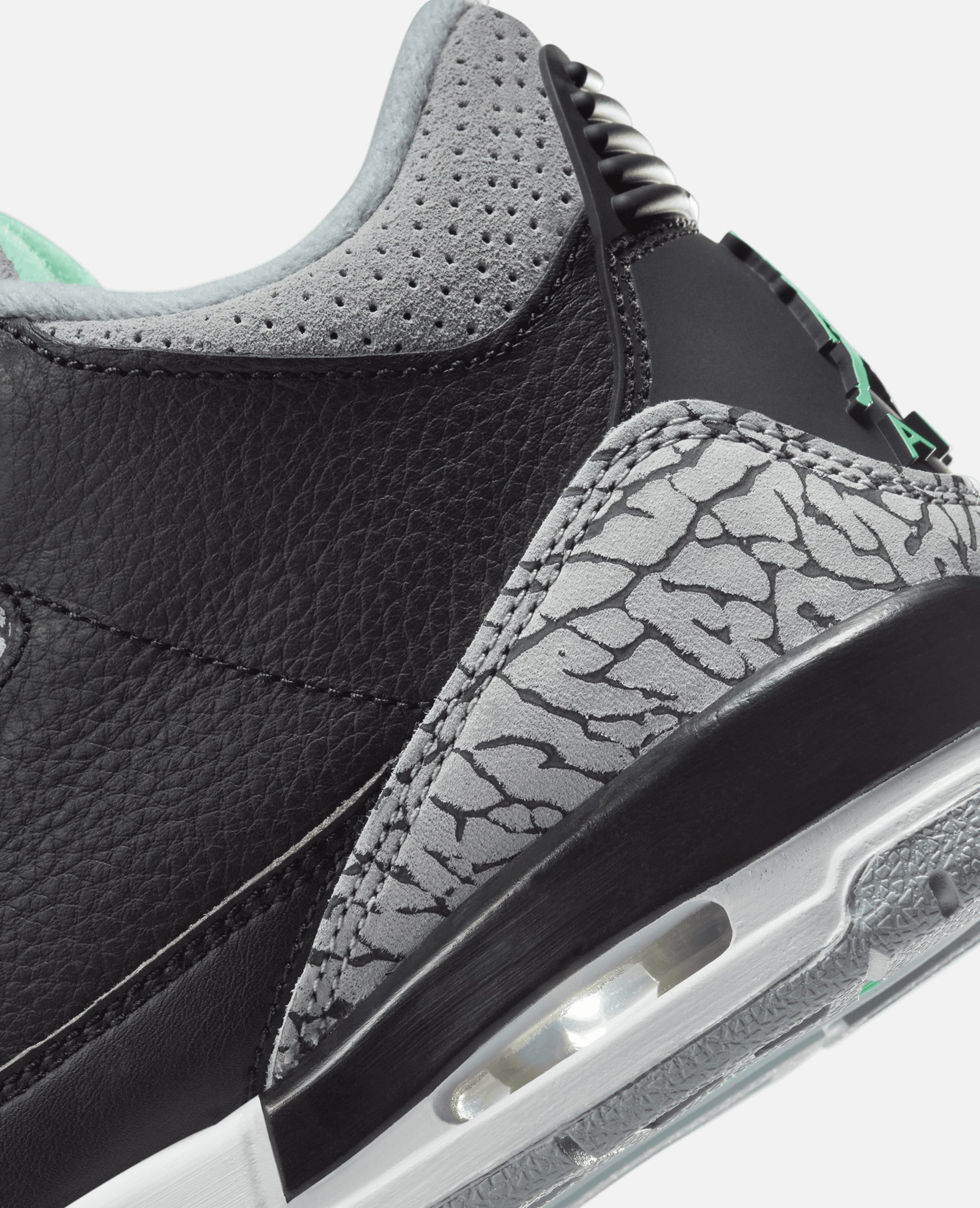 Nike Air Jordan 3 Retro (Black/Green Glow-Wolf Grey-White)