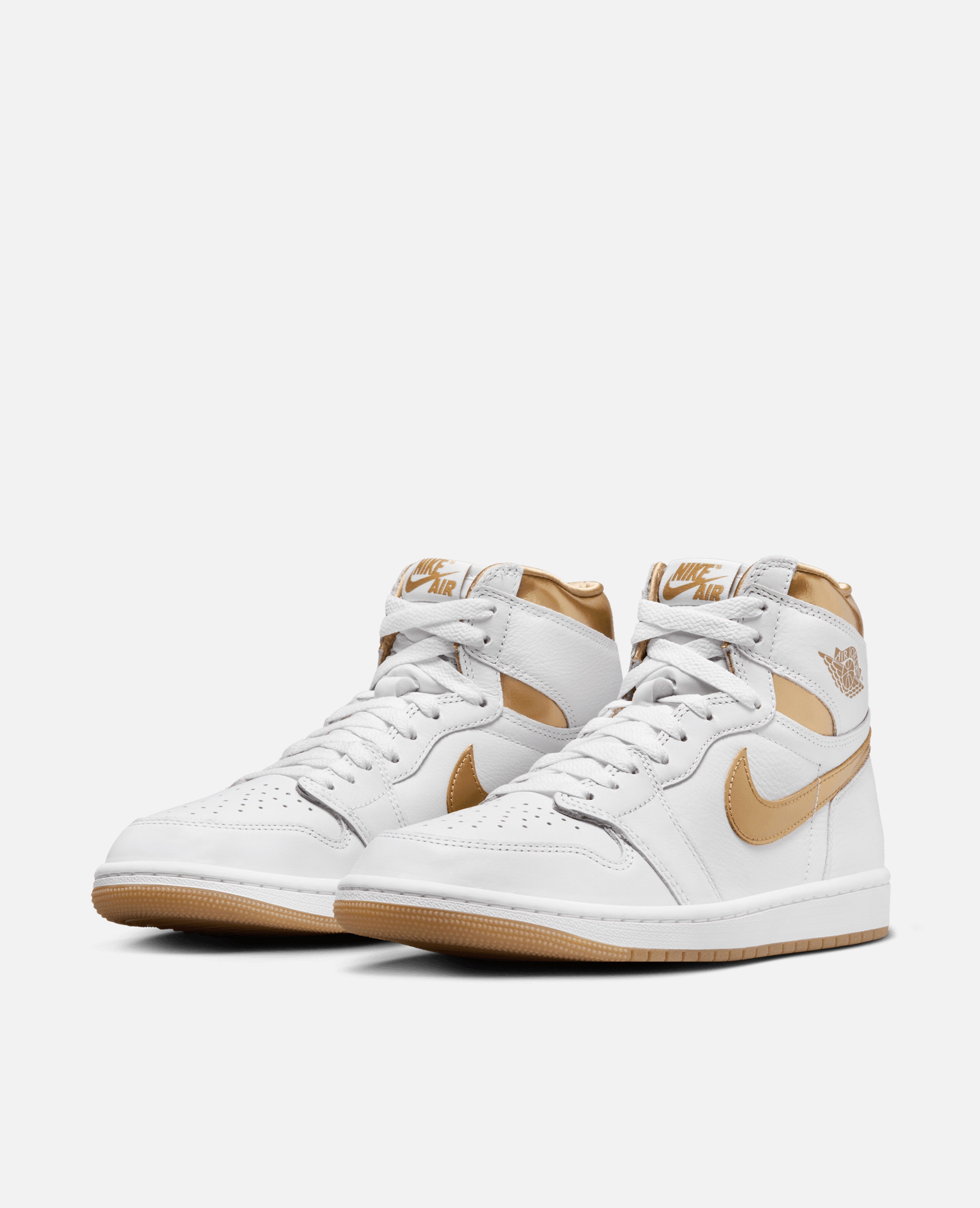 Nike WMNS Air Jordan 1 Retro Hi OG (White/Metallic Gold-Gum Light