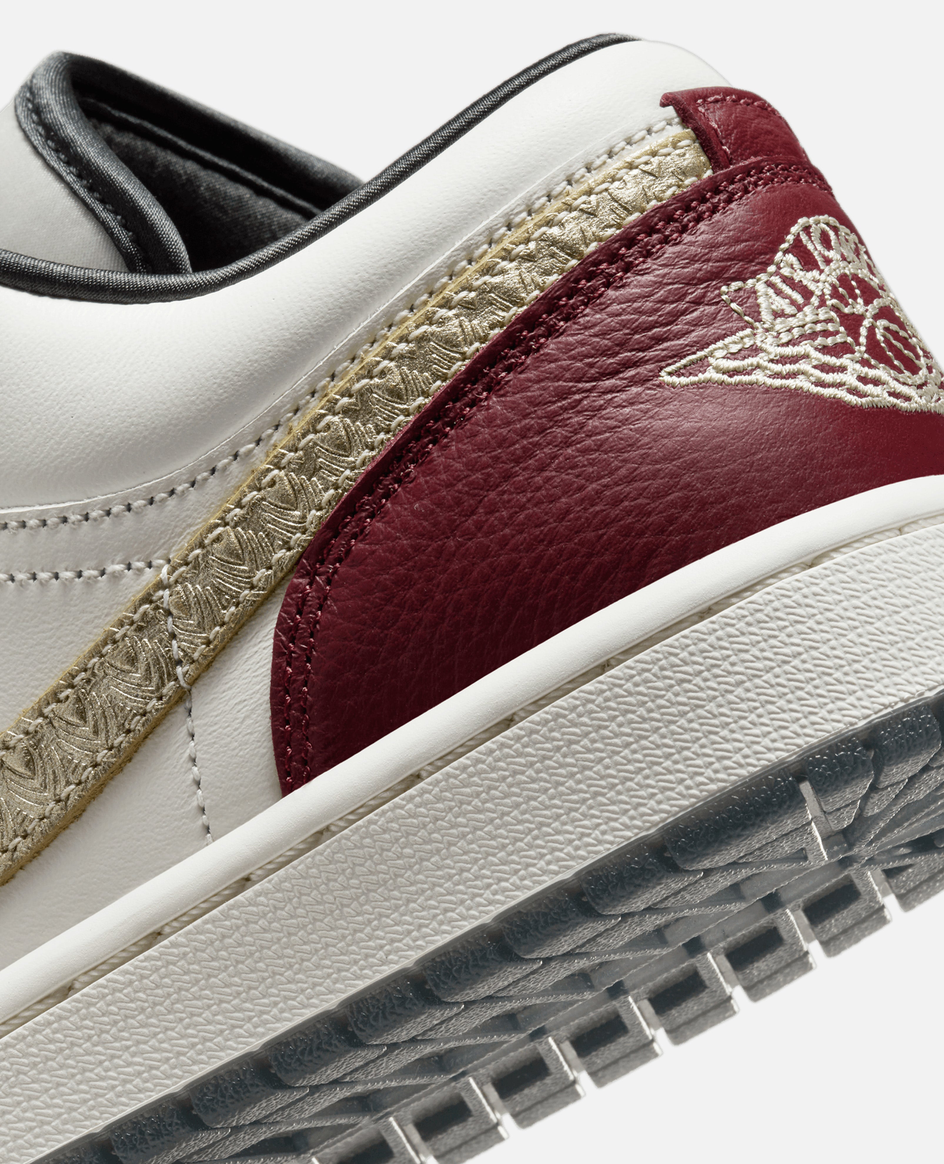 Burgundy gold jordans best sale