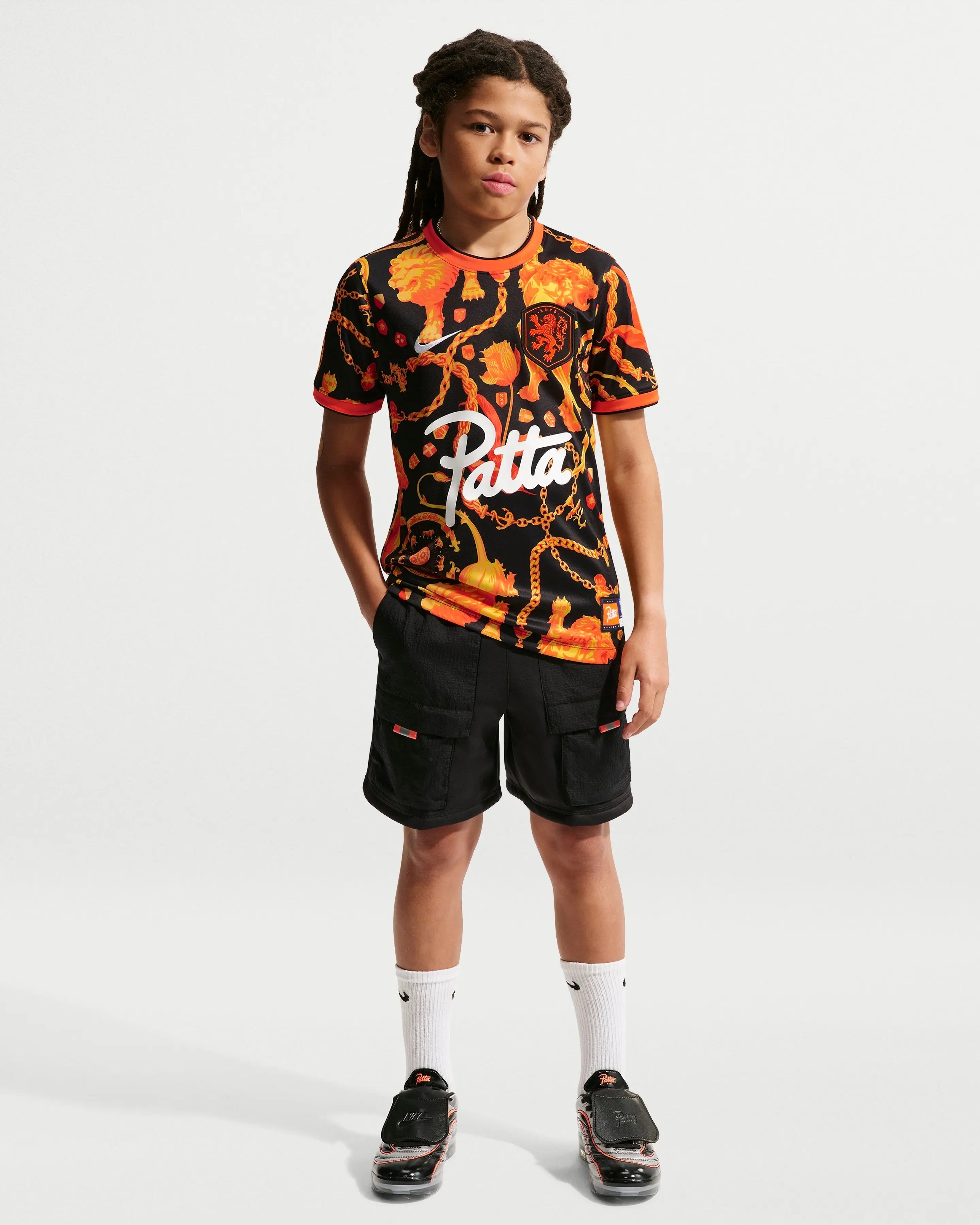 Patta x Nike KNVB Pre-Match Jersey Kids (Black/Orange) - Patta