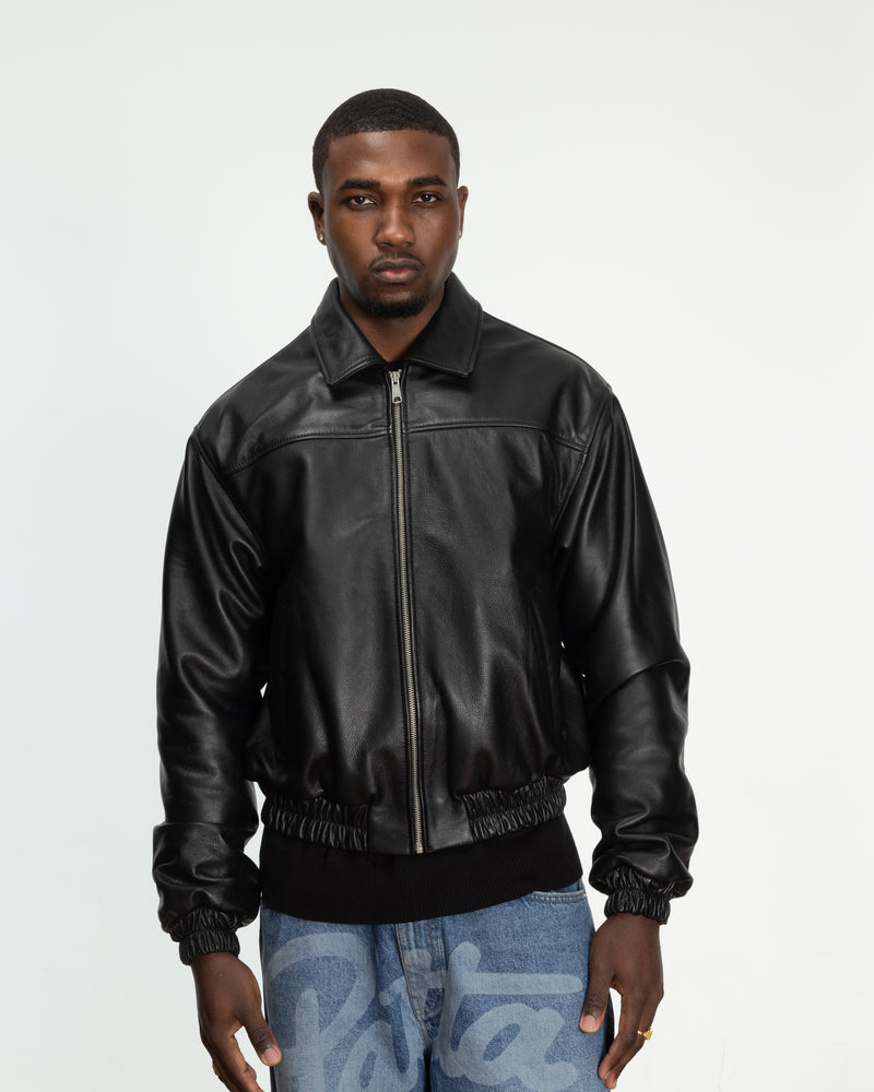 Patta Leather Bomber Jacket (Black)