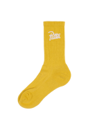 Yellow Patta script logo sports socks