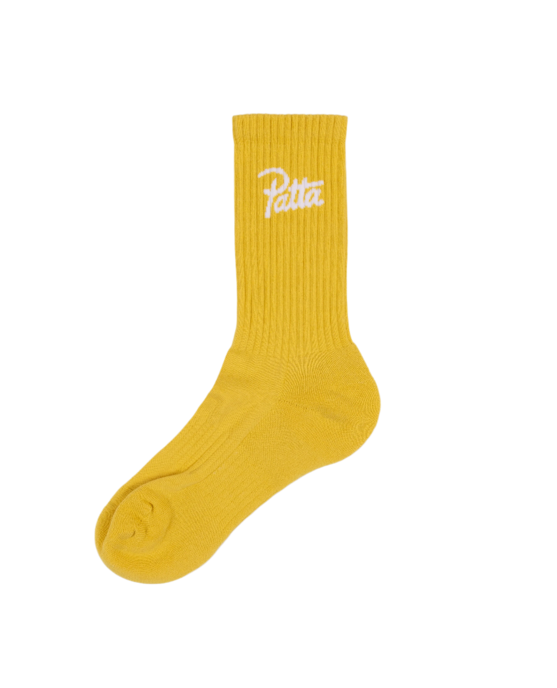 Yellow Patta script logo sports socks