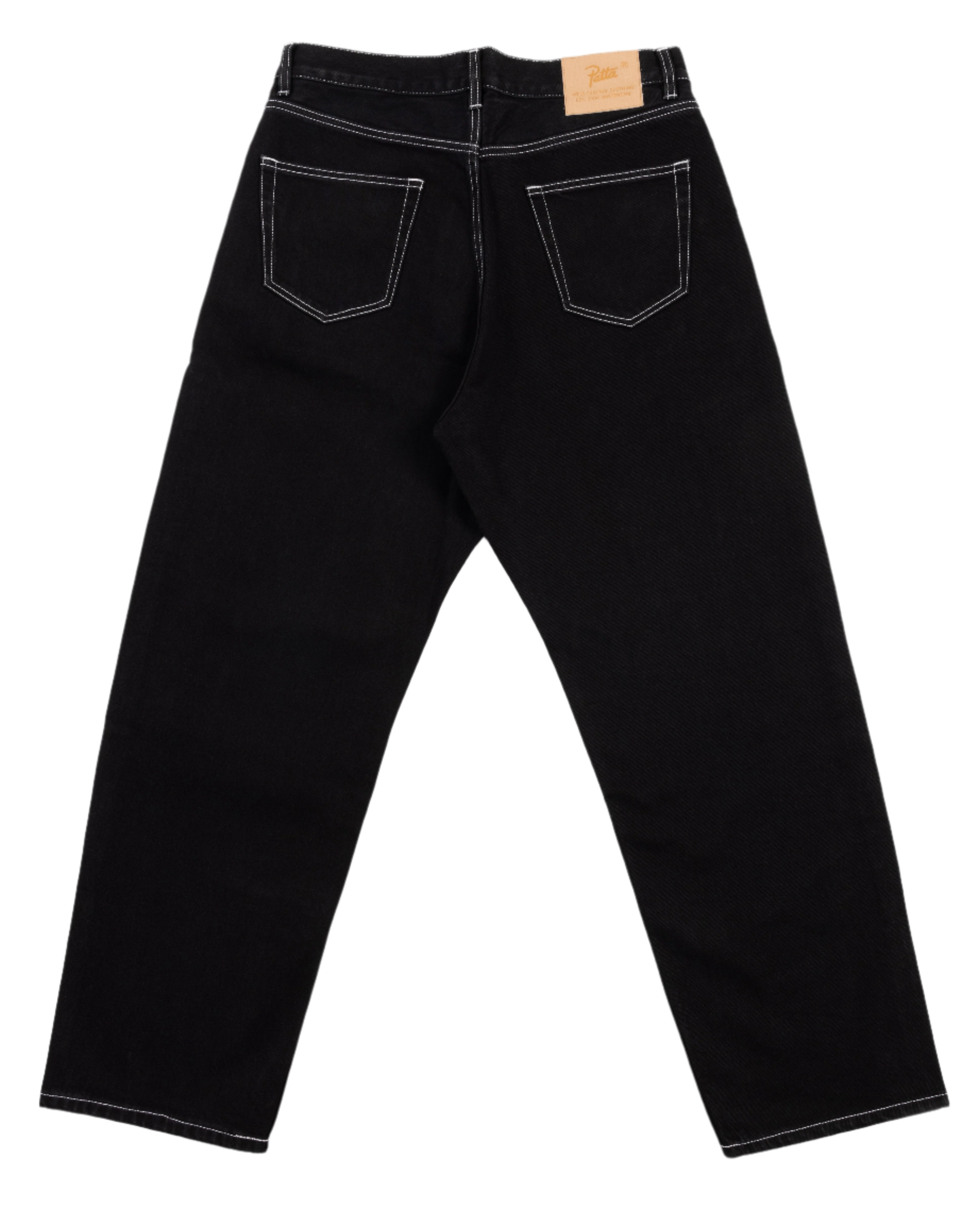 Black  Patta Contrast Stitch Loose Denim Jeans with a Patta logo back patch