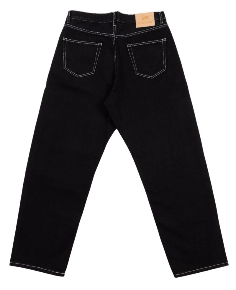 Black  Patta Contrast Stitch Loose Denim Jeans with a Patta logo back patch