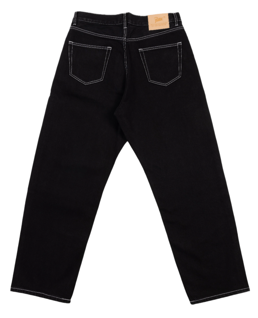 Black  Patta Contrast Stitch Loose Denim Jeans with a Patta logo back patch