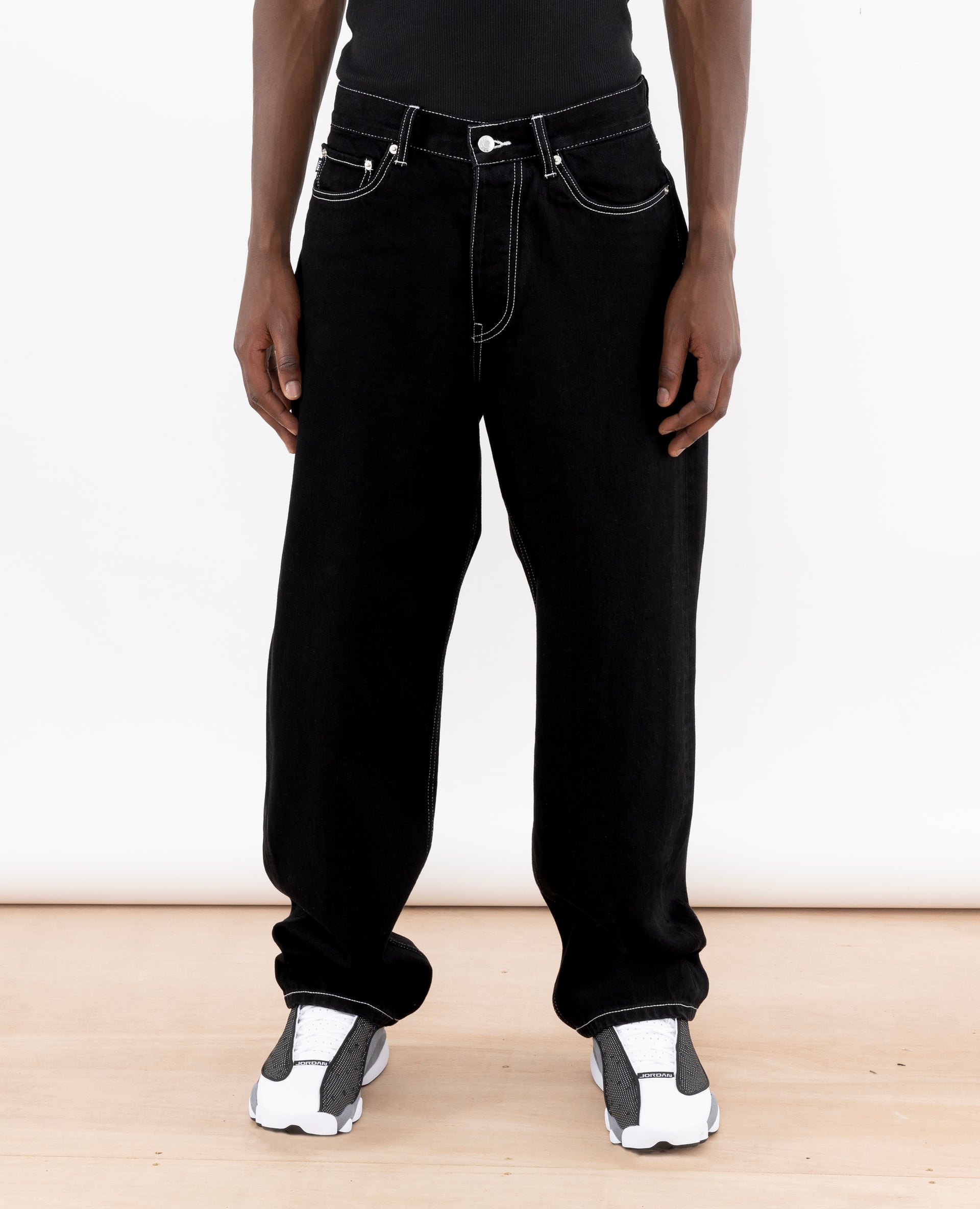 Patta Contrast Stitch Loose Denim Pants