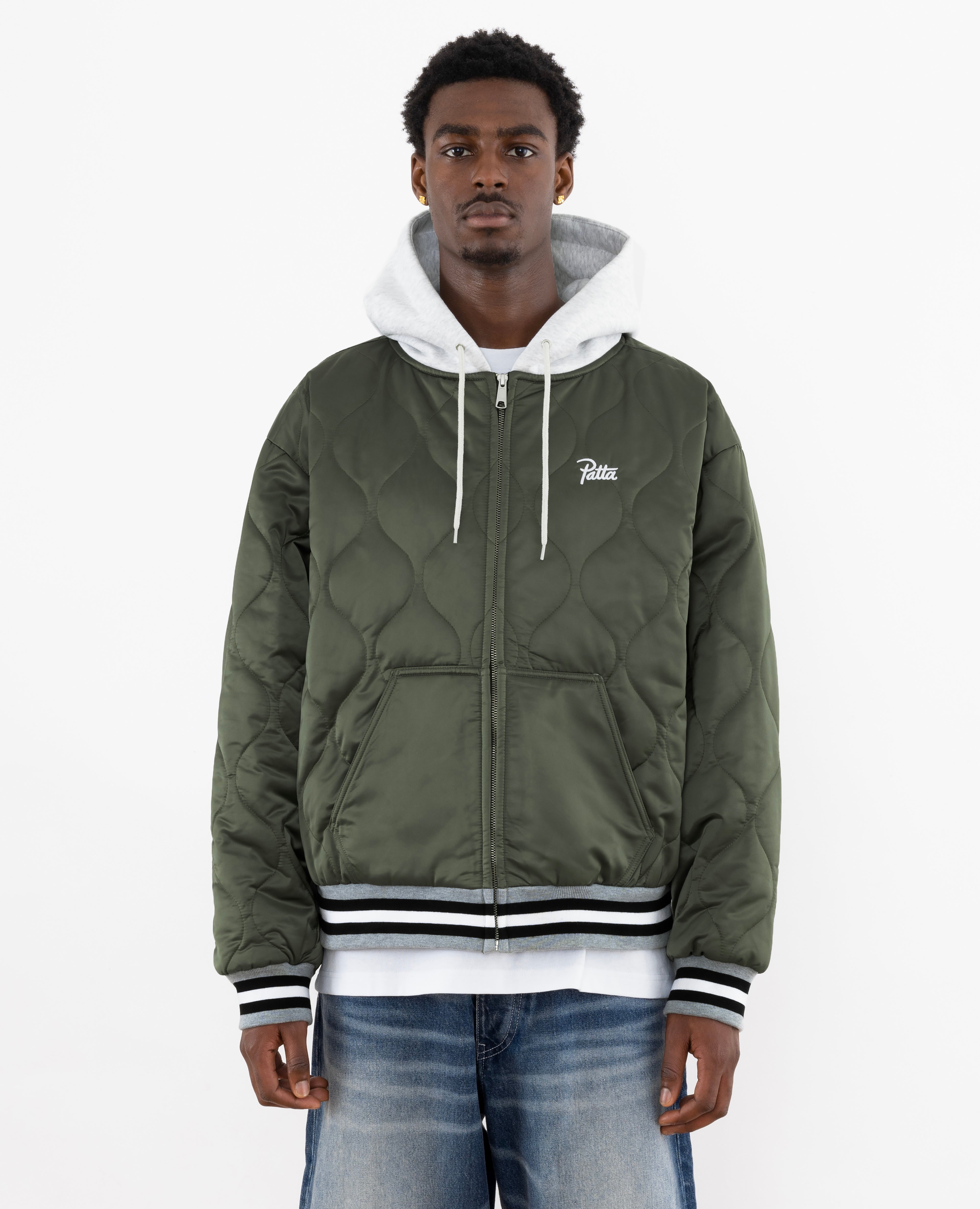 Grey hooded 2025 bomber jacket