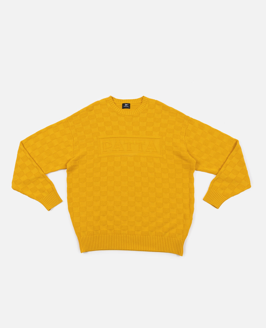 Yellow Patta knitted sweater with a Patta artwork on the chest