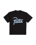 Black  Patta screws T-shirt with a large premium photo printed Patta script logo and screws artwork 