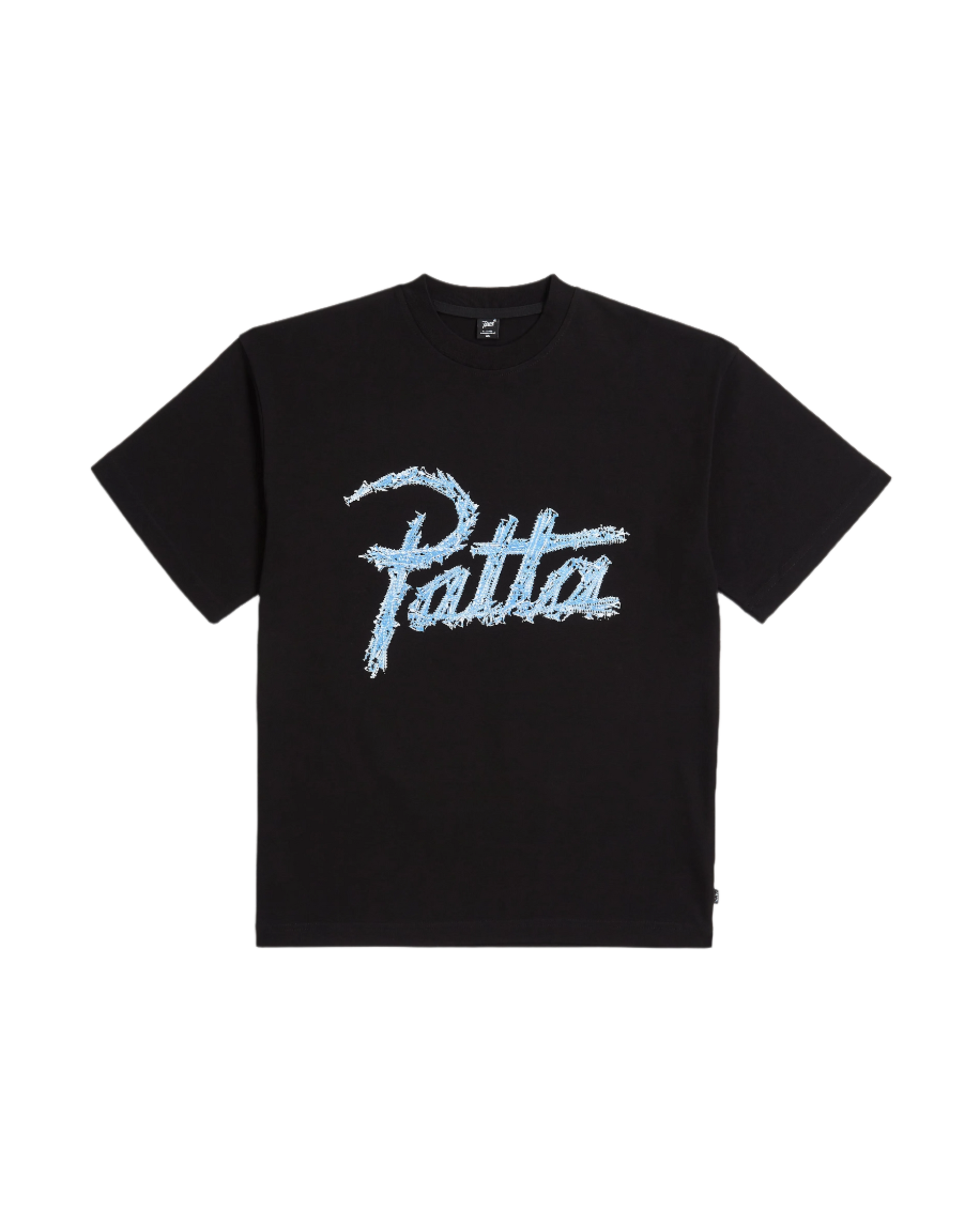 Black  Patta screws T-shirt with a large premium photo printed Patta script logo and screws artwork 