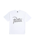 White  Patta screws T-shirt with a large premium photo printed Patta script logo and screws artwork 