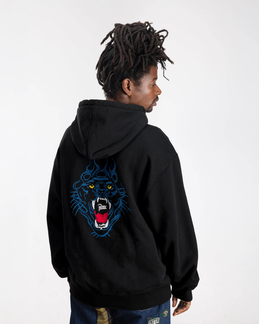 Patta Embroidered Fire Panther Hooded Sweater (Black)