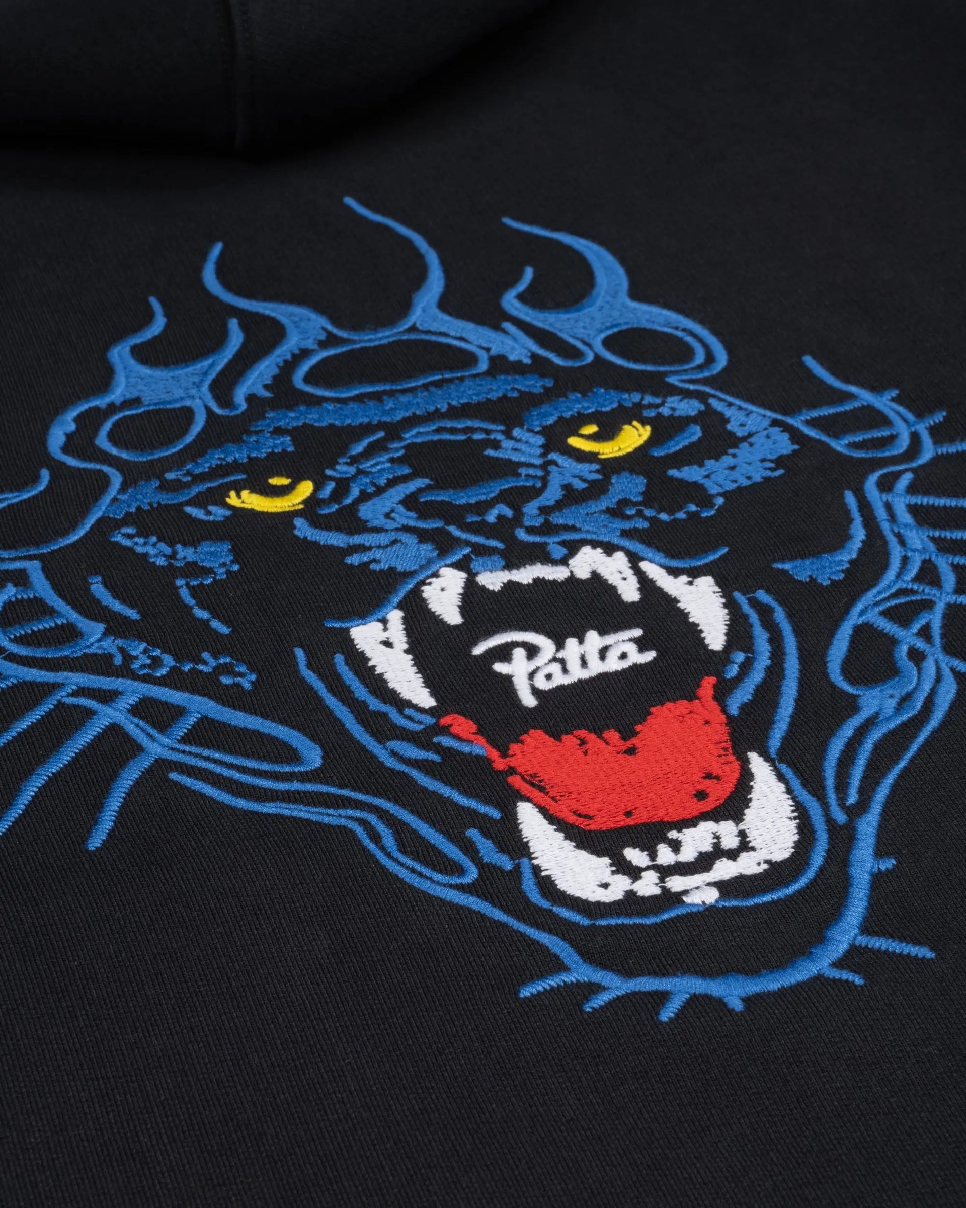 Patta Embroidered Fire Panther Hooded Sweater (Black)