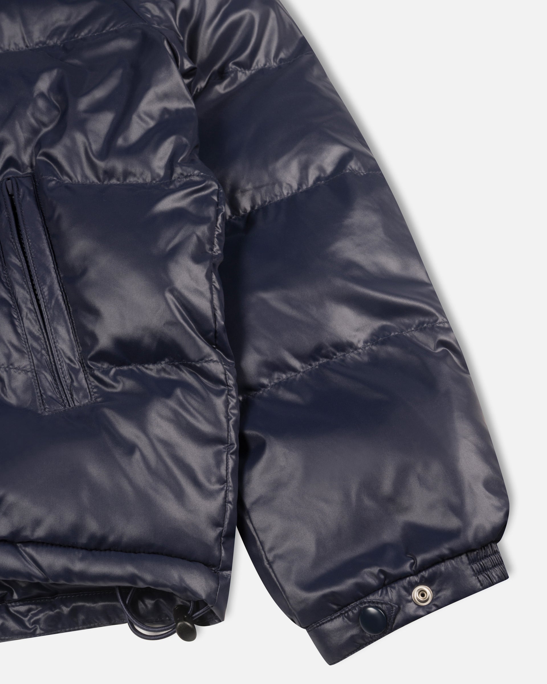 Patta Quilted Script Logo Puffer Jacket (Navy)