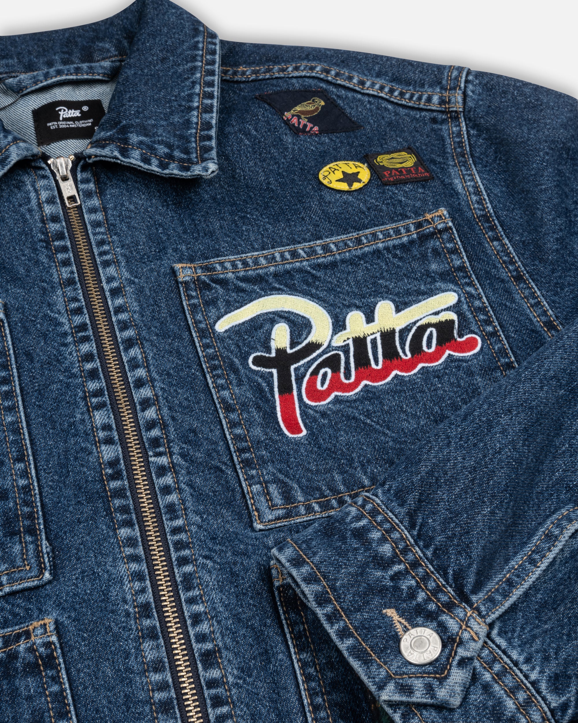 Patta Whole Lotta Labels Denim Jacket (Light Blue Denim) – Patta UK