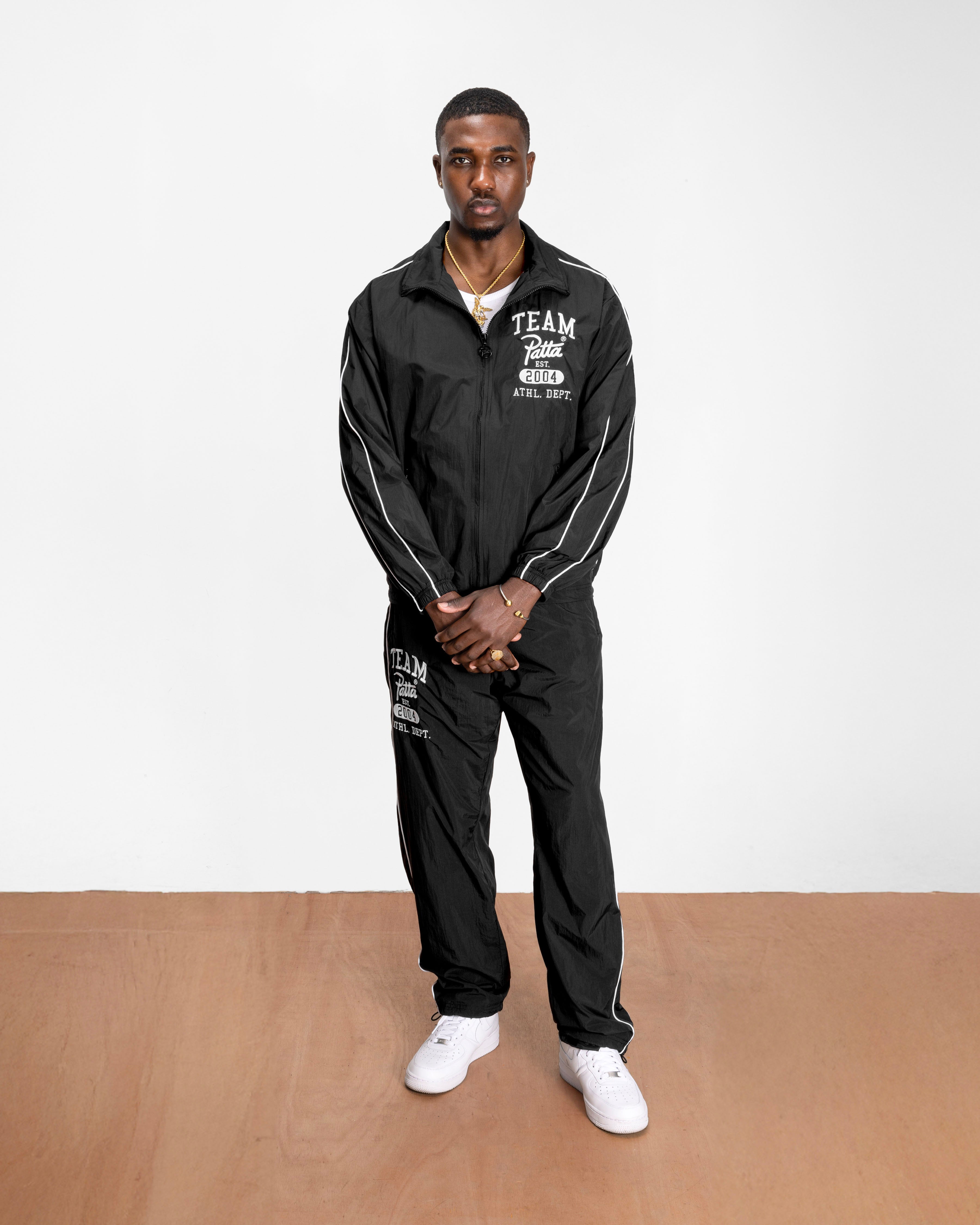 PIPING NYLON TRACK SUIT (BLACK x BLACK)L Patta Athletic Nylon