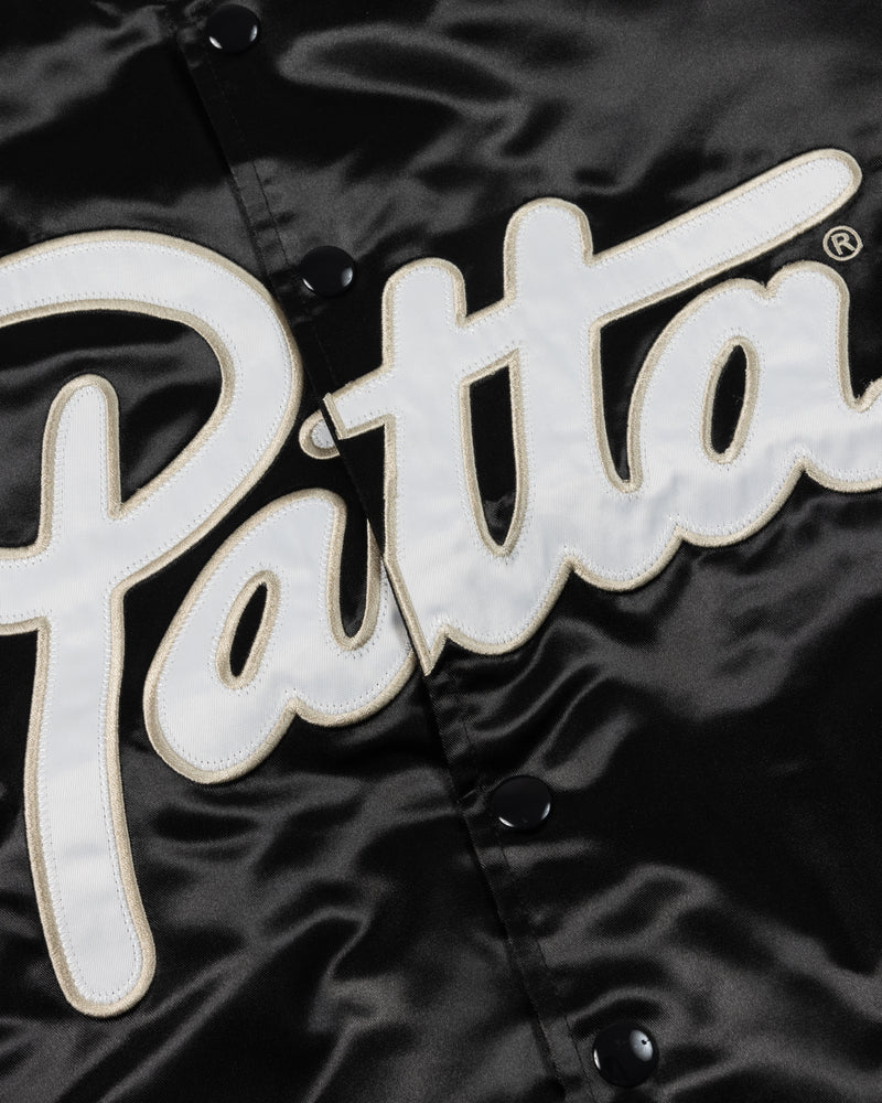 Patta Script Logo Satin Varsity Jacket (Black)