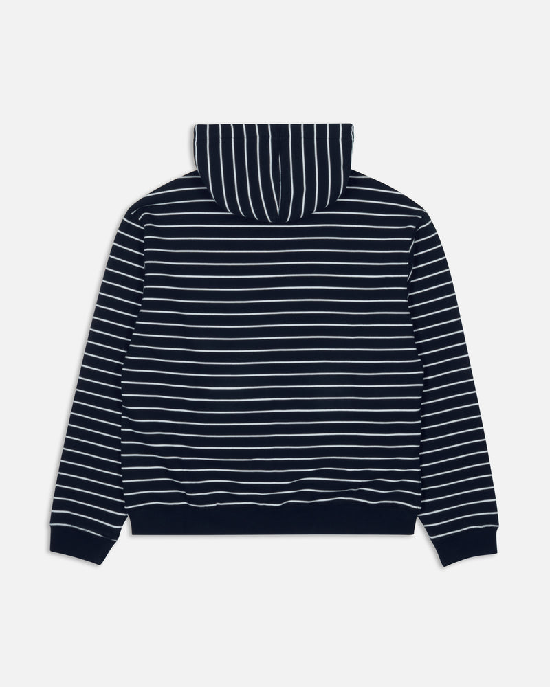 Patta Striped Zip Up Hooded Sweater (Black Iris)