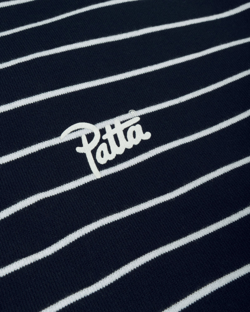 Patta Striped Zip Up Hooded Sweater (Black Iris)