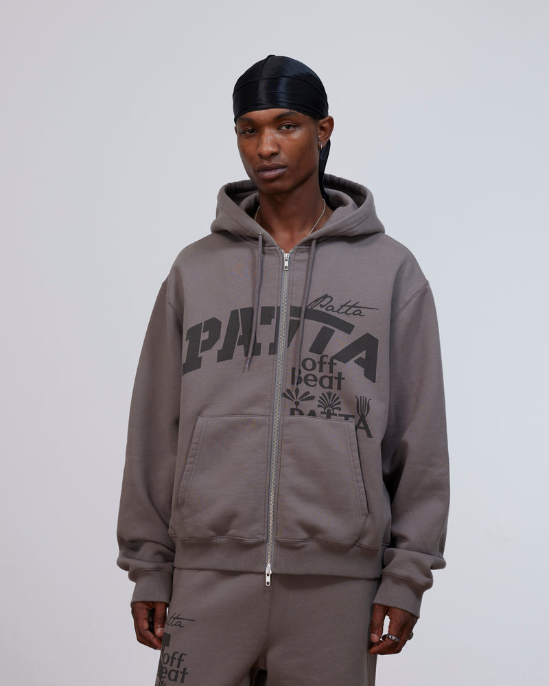 Patta Off Beat Zip Up Hooded Sweater (Brushed Nickel)