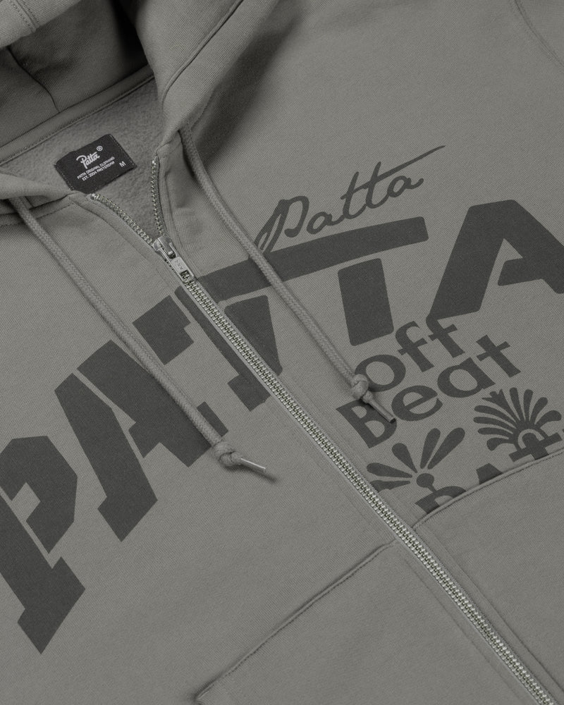 Patta Off Beat Zip Up Hooded Sweater (Brushed Nickel)