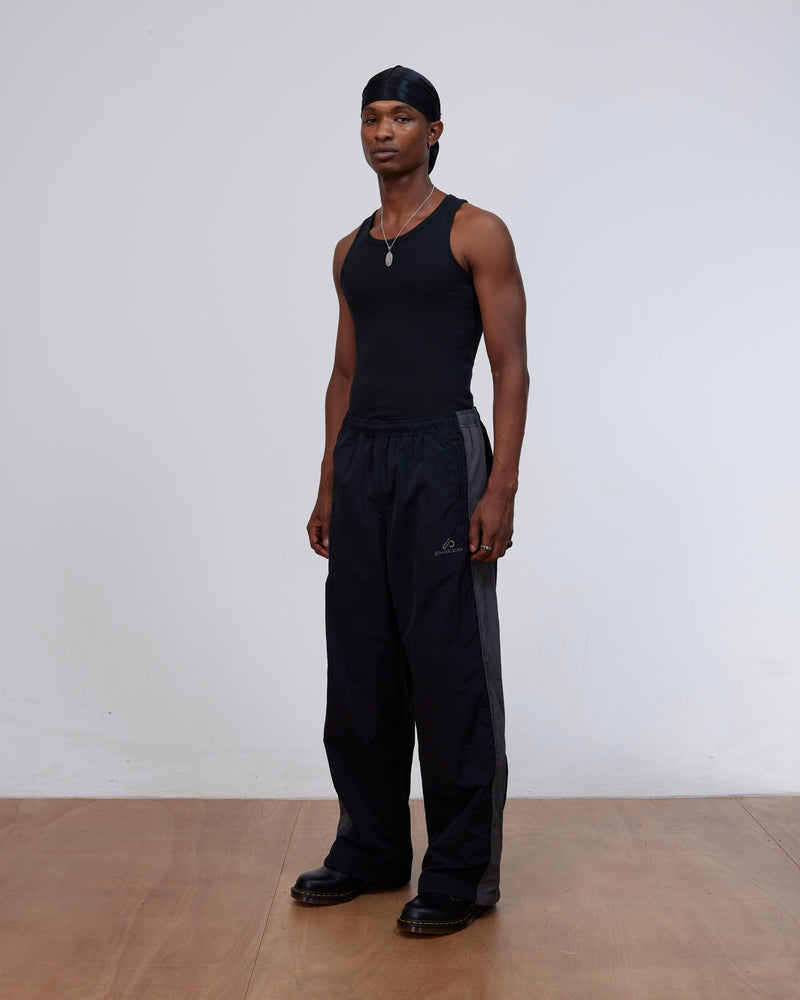 Patta Panelled Oversized Track Pants (Black)