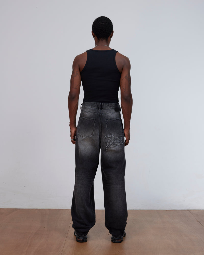 Patta Dark Dirty Whiskers Baggy Denim Pants (Black)