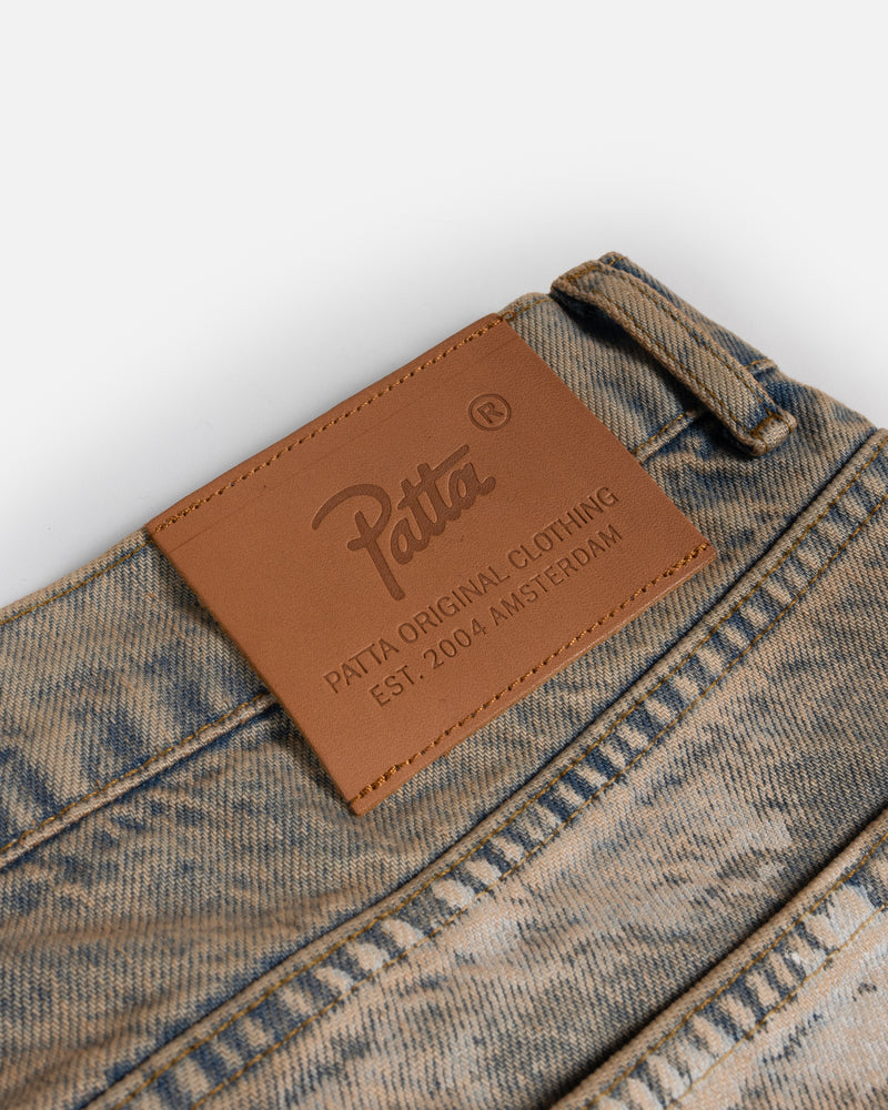 Patta Dirty Splatter Straight Leg Denim Pants (Sandwashed Light Blue Denim)