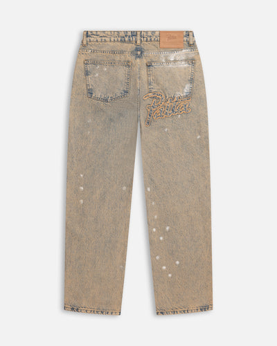 Patta Dirty Splatter Straight Leg Denim Pants (Sandwashed Light Blue Denim)