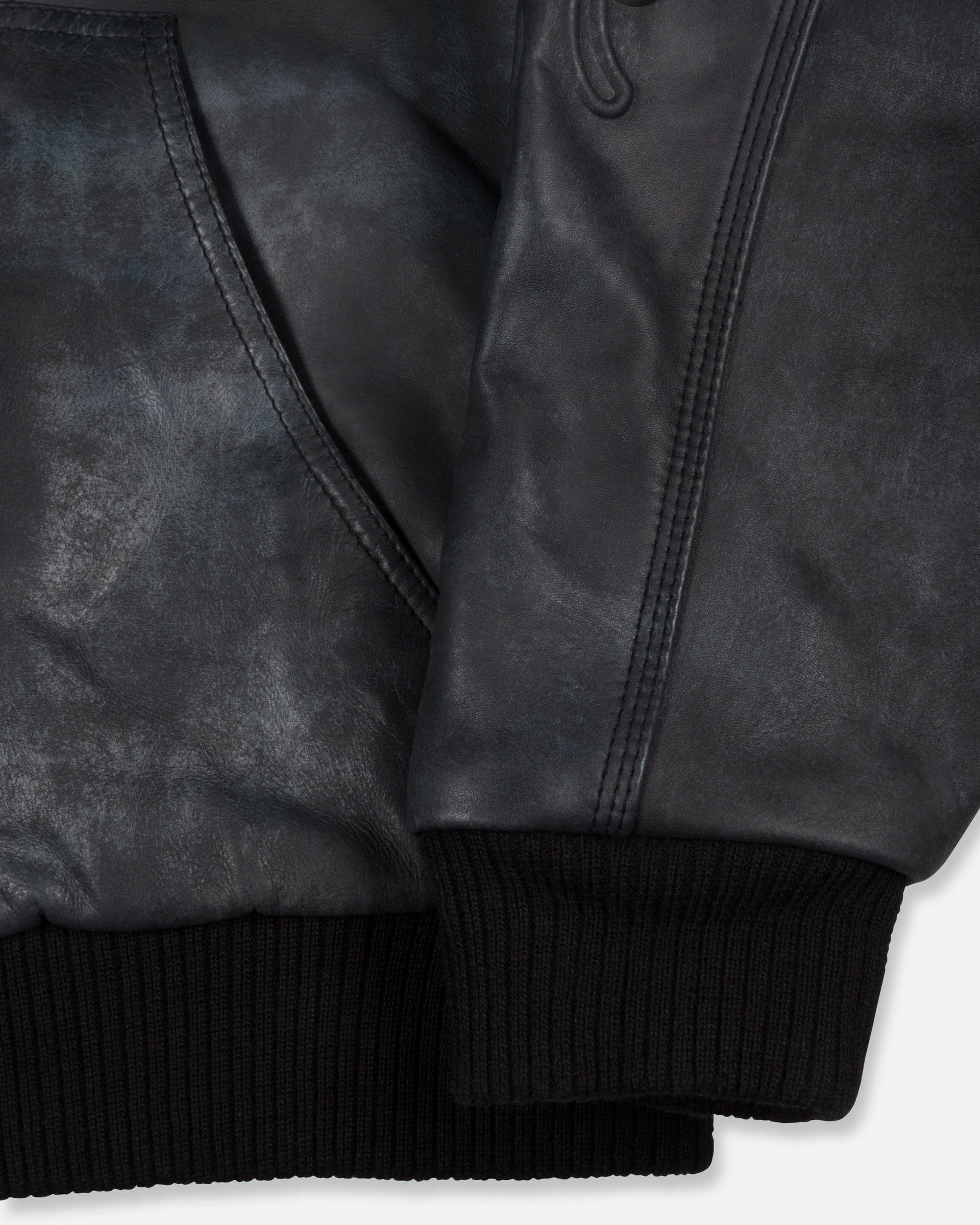 Patta Leather Hooded Bomber Jacket (Black)