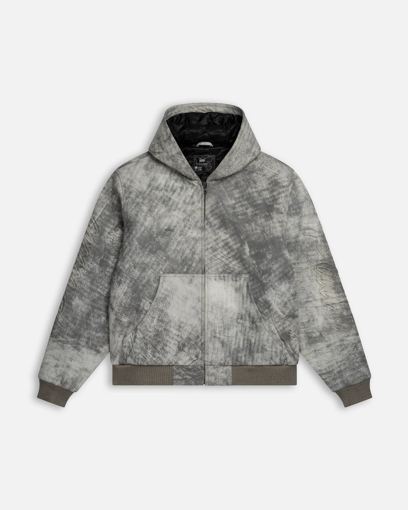 Patta Leather Hooded Bomber Jacket (Moonless Night)
