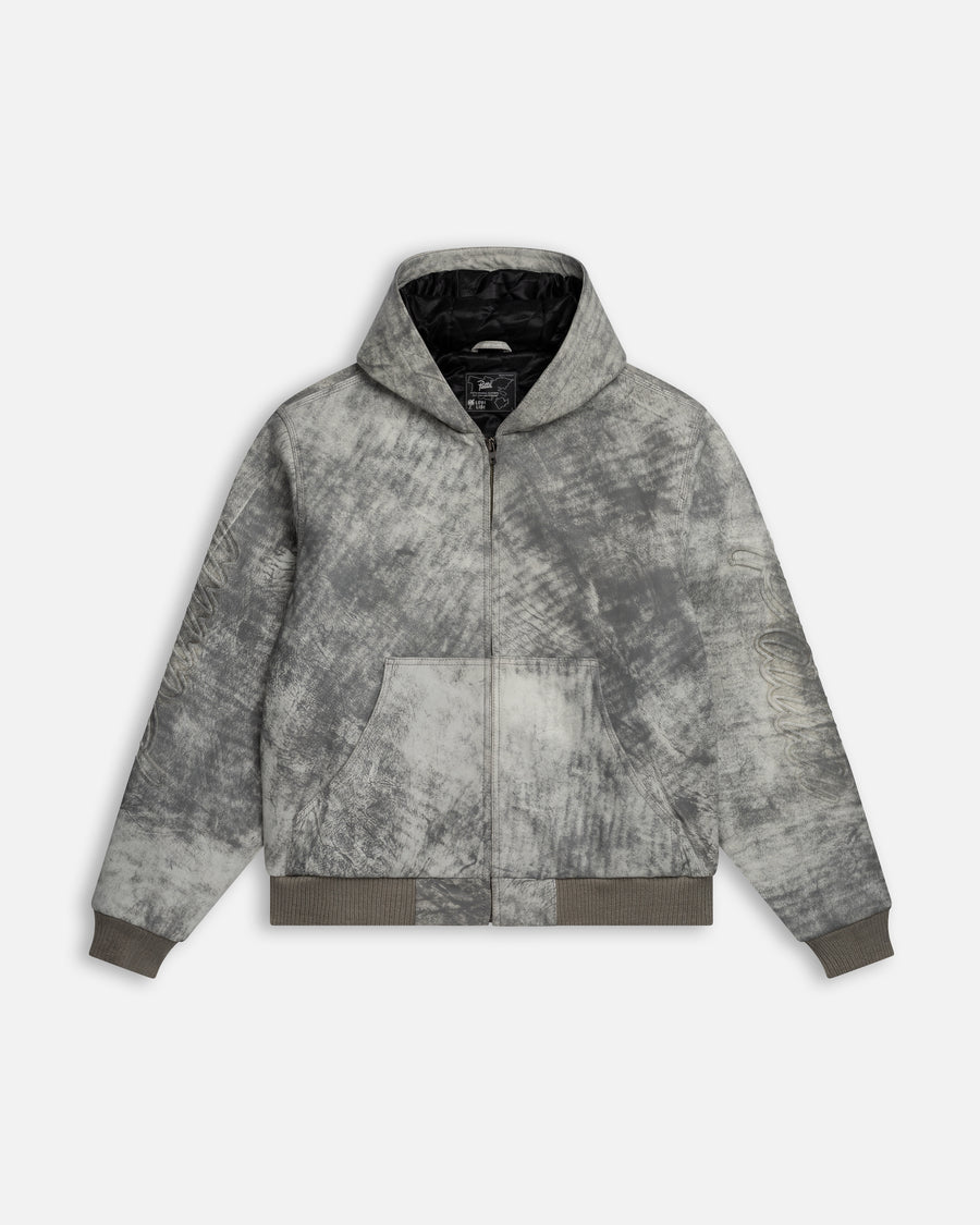 Patta Leather Hooded Bomber Jacket (Moonless Night)
