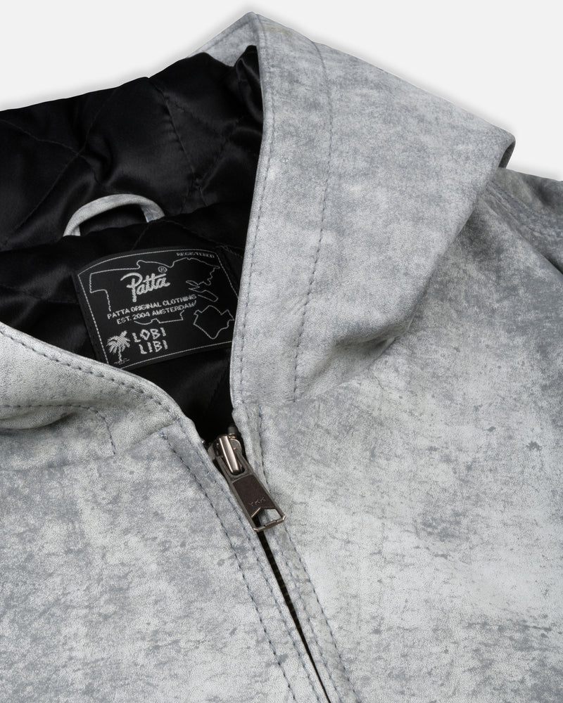 Patta Leather Hooded Bomber Jacket (Moonless Night)