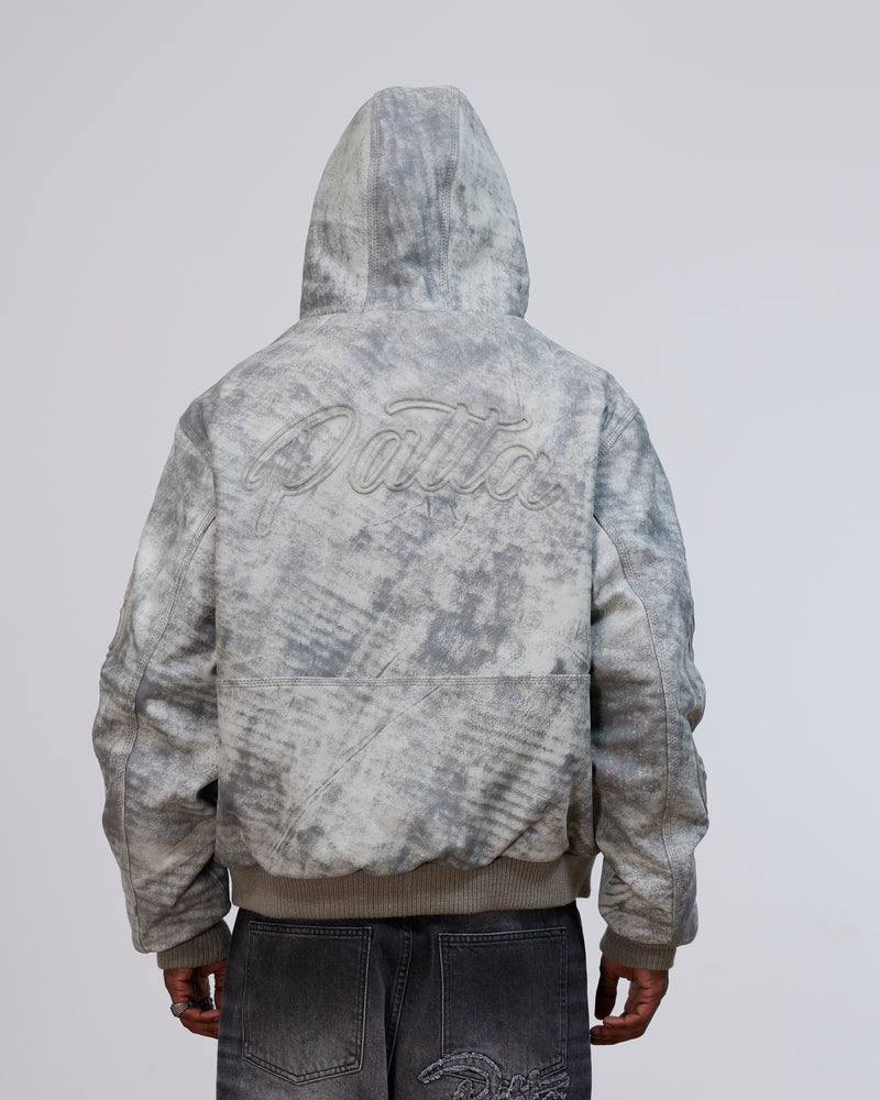 Patta Leather Hooded Bomber Jacket (Moonless Night)