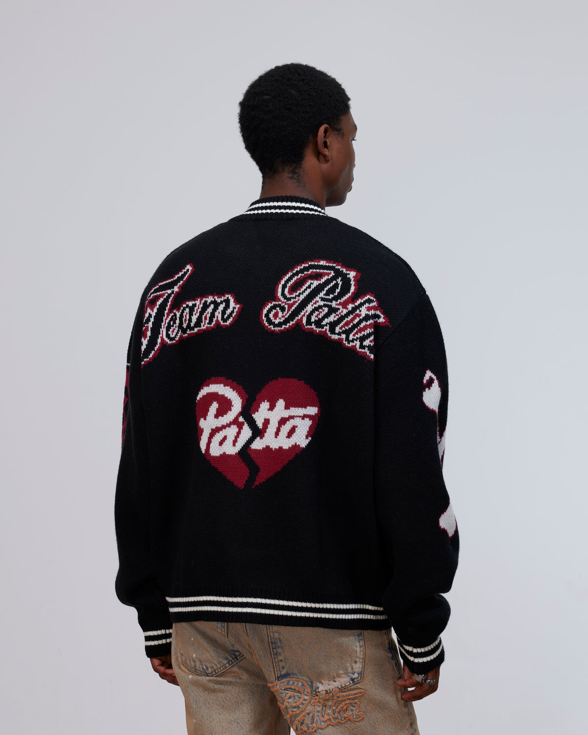 Patta Varsity Knitted Cardigan (Black)