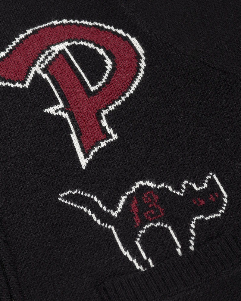 Patta Varsity Knitted Cardigan (Black)