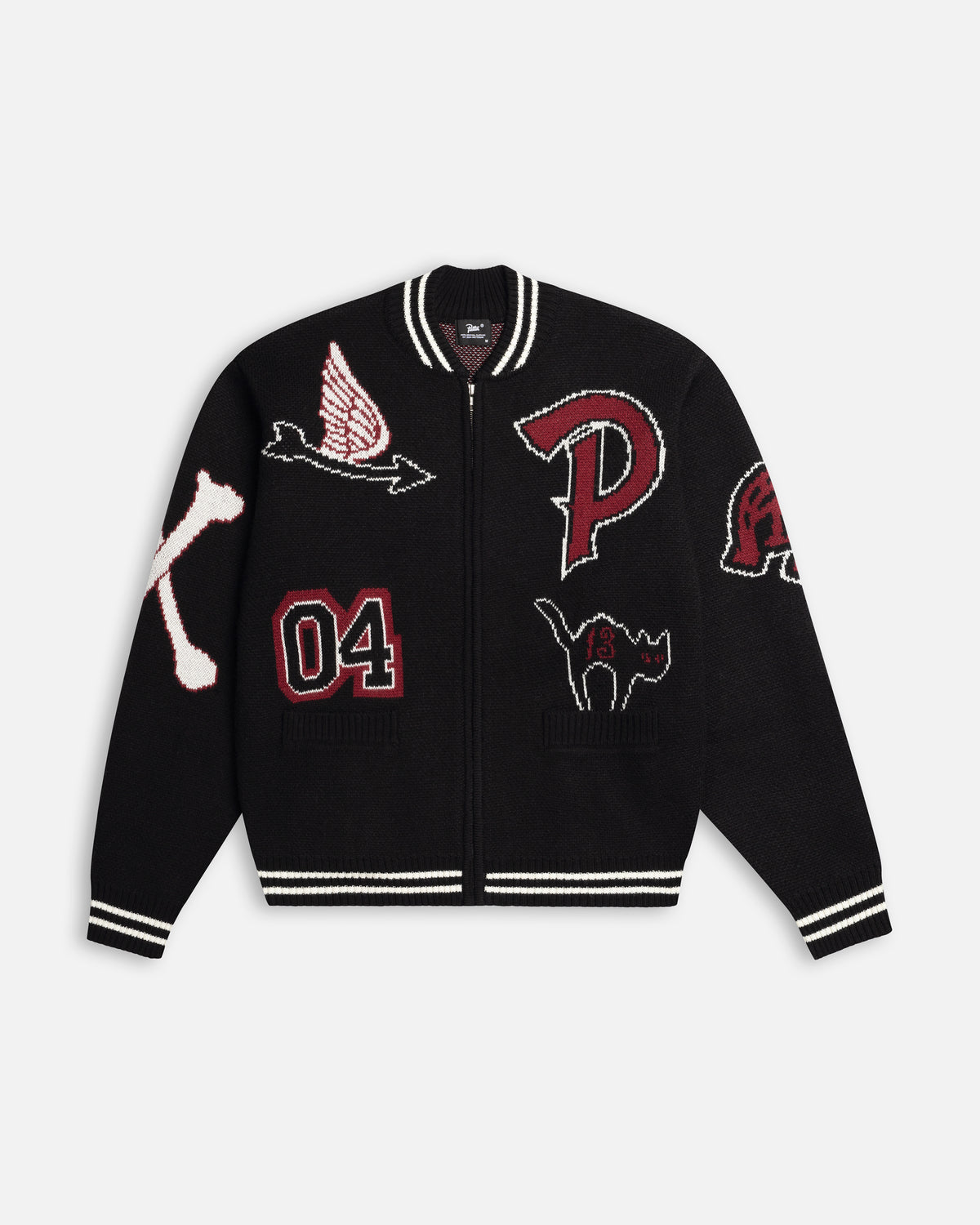 Patta Varsity Knitted Cardigan (Black)