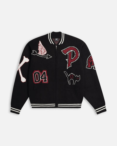 Patta Varsity Knitted Cardigan (Black)