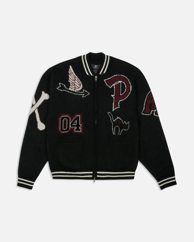 Patta Varsity Knitted Cardigan (Black)